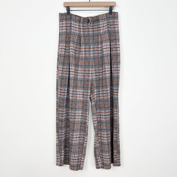 Anthropologie Plaid Wide Leg Pants - Black, Brown, Cream - Picture 7 of 12